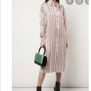 Anine Bing silk long button up striped dress XS